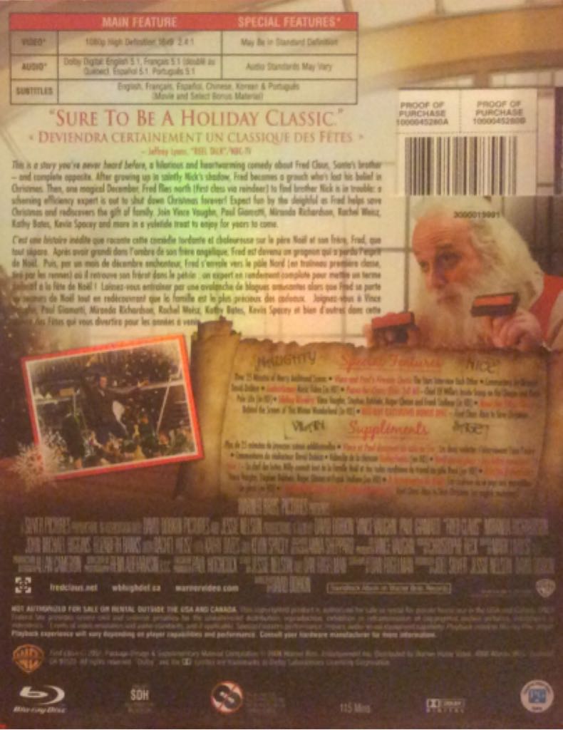 Fred Claus Blu-ray movie collectible [Barcode 883929048557] - Main Image 2
