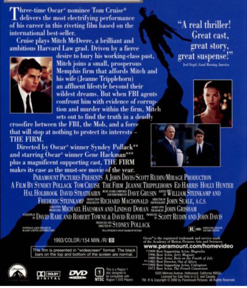 The Firm DVD movie collectible [Barcode 883929304455] - Main Image 2