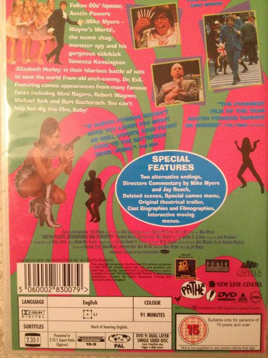 Austin Powers: International Man Of Mystery DVD movie collectible [Barcode 5060002830079] - Main Image 2