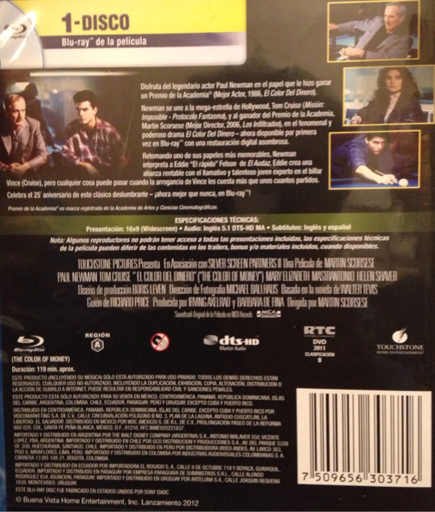 Scorsese: The Color Of Money DVD movie collectible [Barcode 7509656303716] - Main Image 2