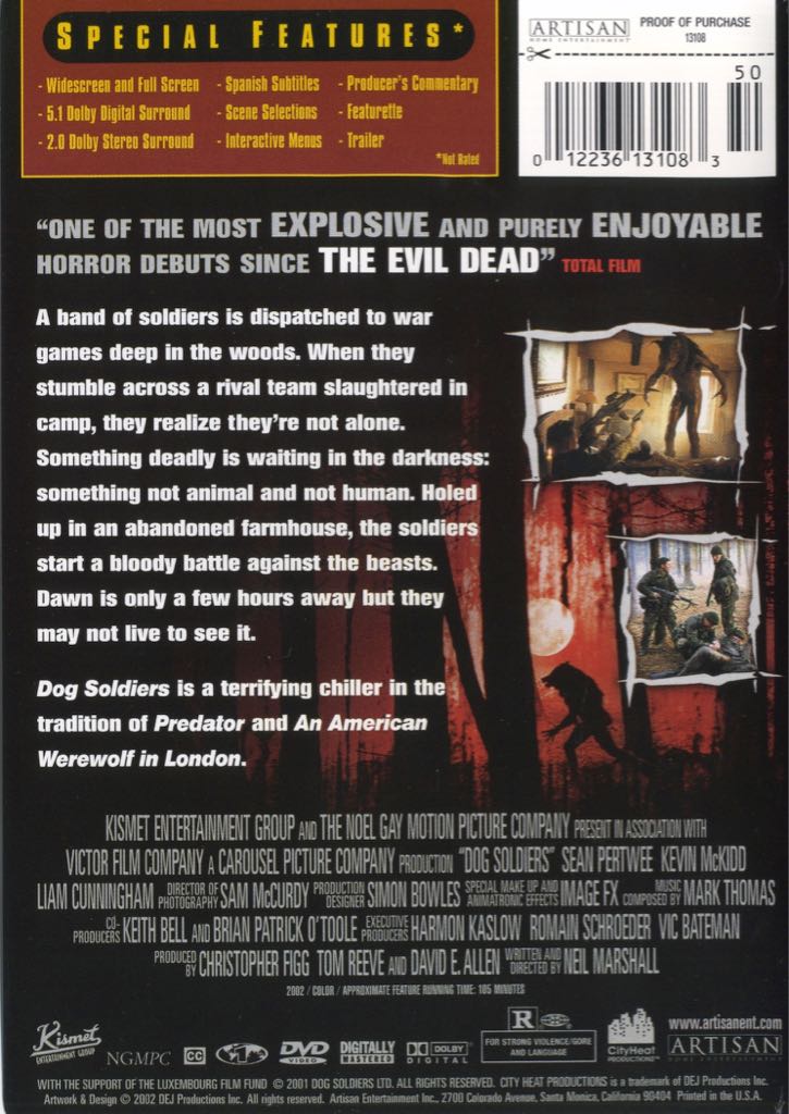 Dog Soldiers (DONATED) DVD movie collectible [Barcode 012236131083] - Main Image 2
