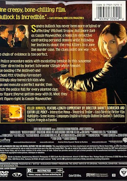 Murder by Numbers🥈 DVD movie collectible [Barcode 1087388276424] - Main Image 2