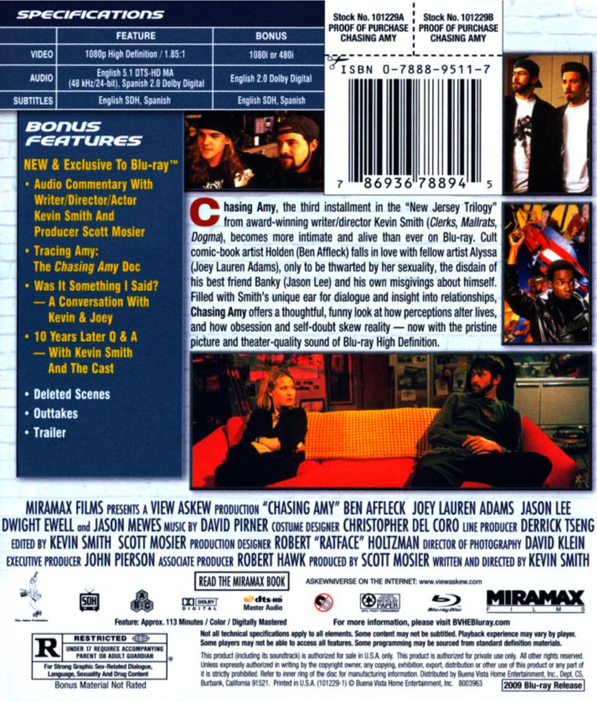 Chasing Amy Blu-ray movie collectible [Barcode 031398137238] - Main Image 2