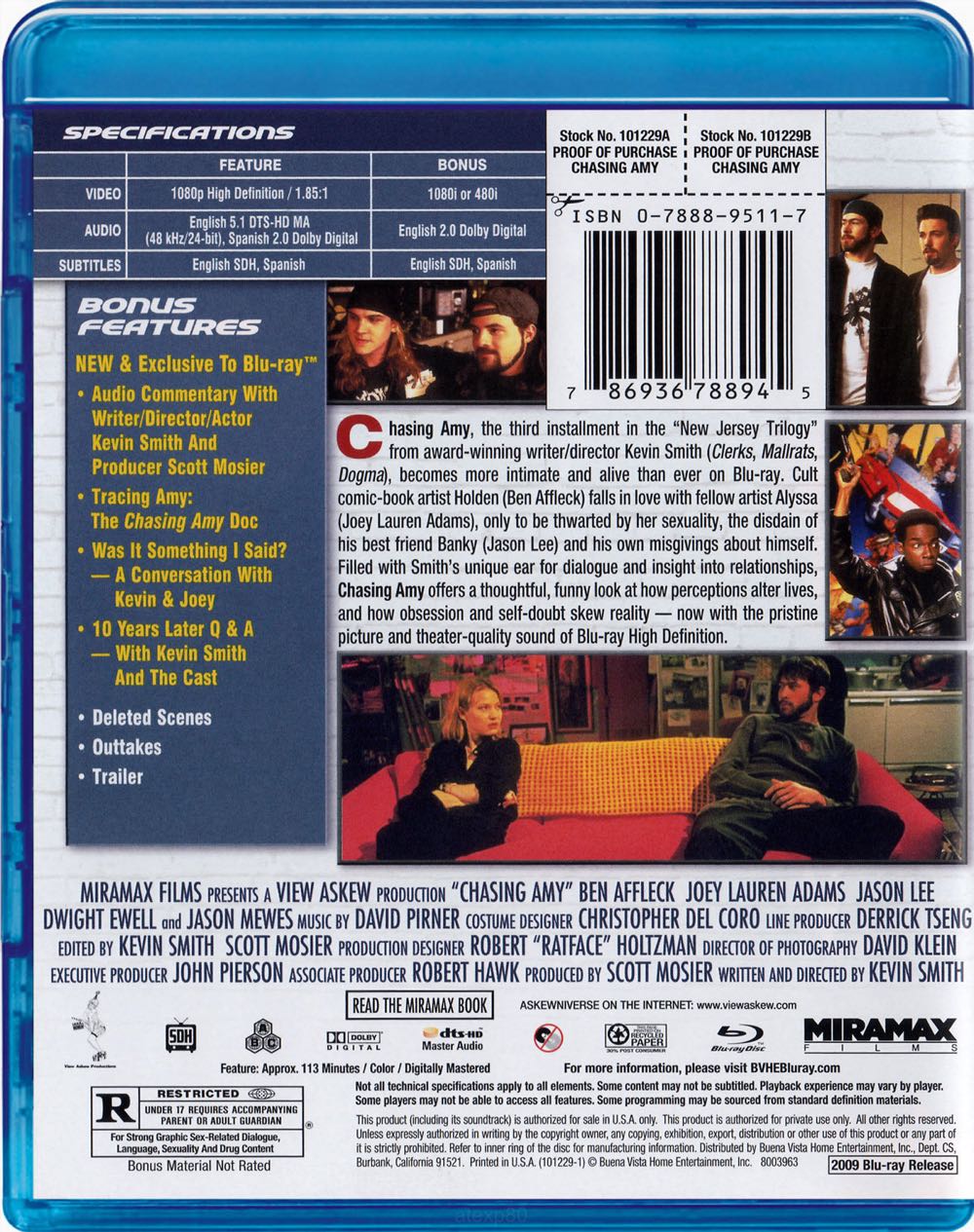 Chasing Amy Blu-ray movie collectible [Barcode 786936788945] - Main Image 2