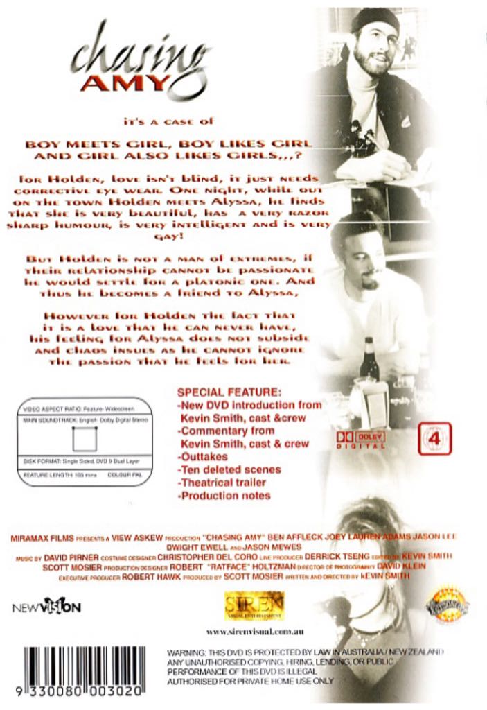 Chasing Amy DVD movie collectible [Barcode 9330080003020] - Main Image 2