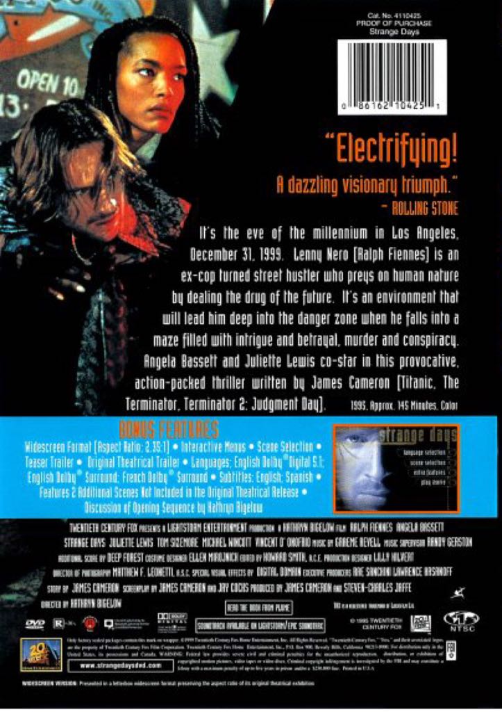 Strange Days DVD movie collectible [Barcode 086162104251] - Main Image 2