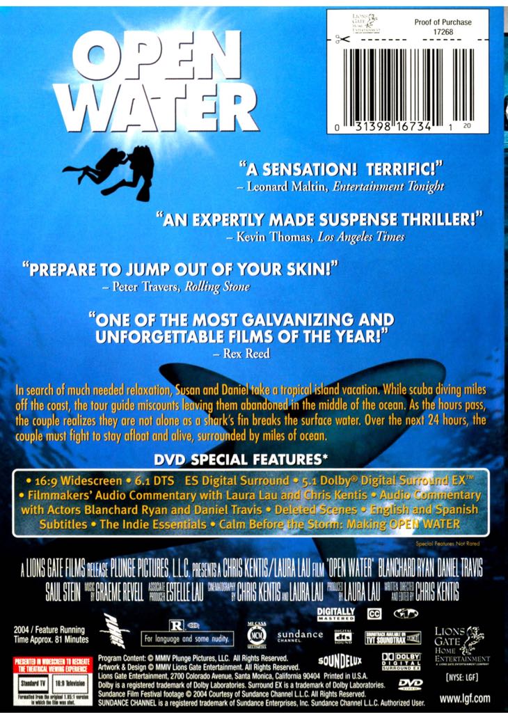Open Water Laser Disc movie collectible [Barcode 031398167365] - Main Image 2