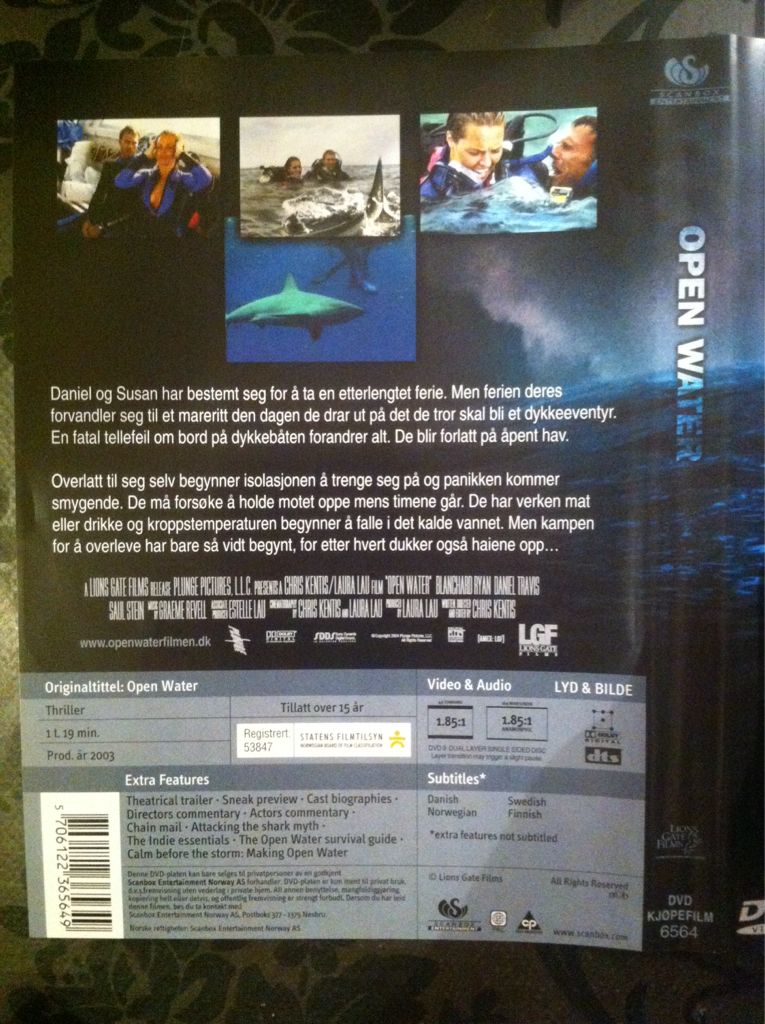 Open Water DVD movie collectible [Barcode 5706122365649] - Main Image 2