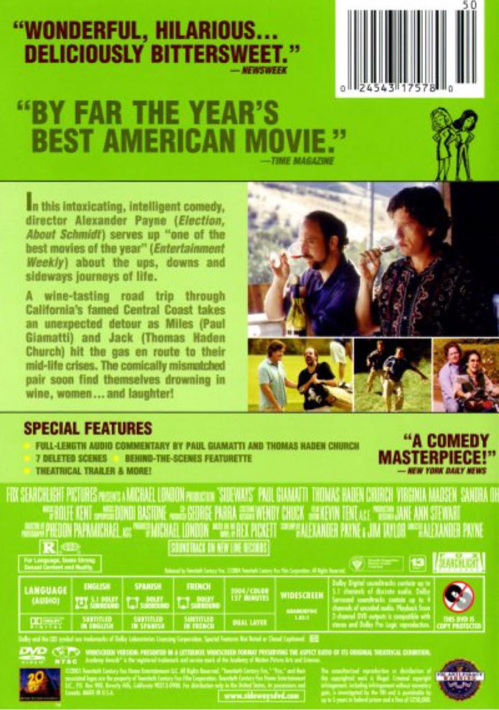 Sideways DVD movie collectible [Barcode 024543175971] - Main Image 2