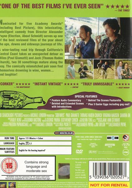 Sideways DVD movie collectible [Barcode 5039036020527] - Main Image 2