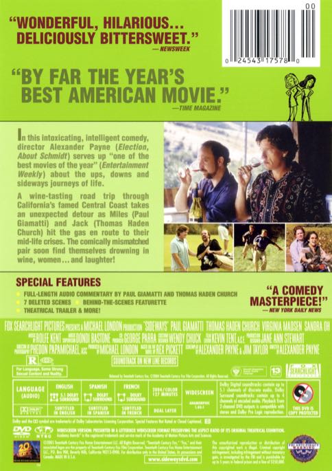 Sideways DVD movie collectible [Barcode 5707020278543] - Main Image 2