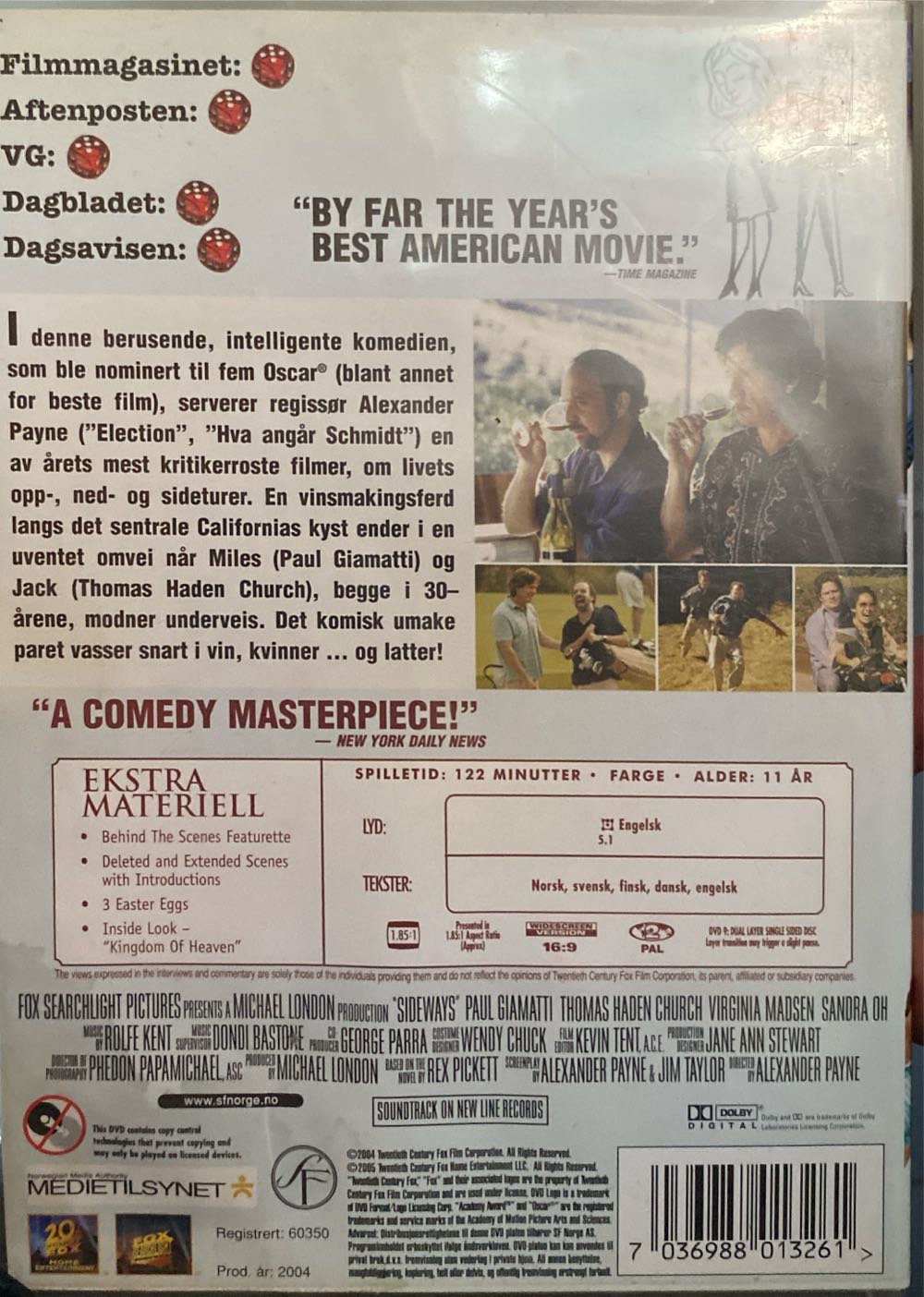 Sideways (H) DVD movie collectible [Barcode 7036988013261] - Main Image 2