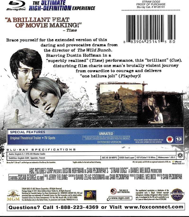 Straw Dogs Blu-ray movie collectible [Barcode 883904251415] - Main Image 2