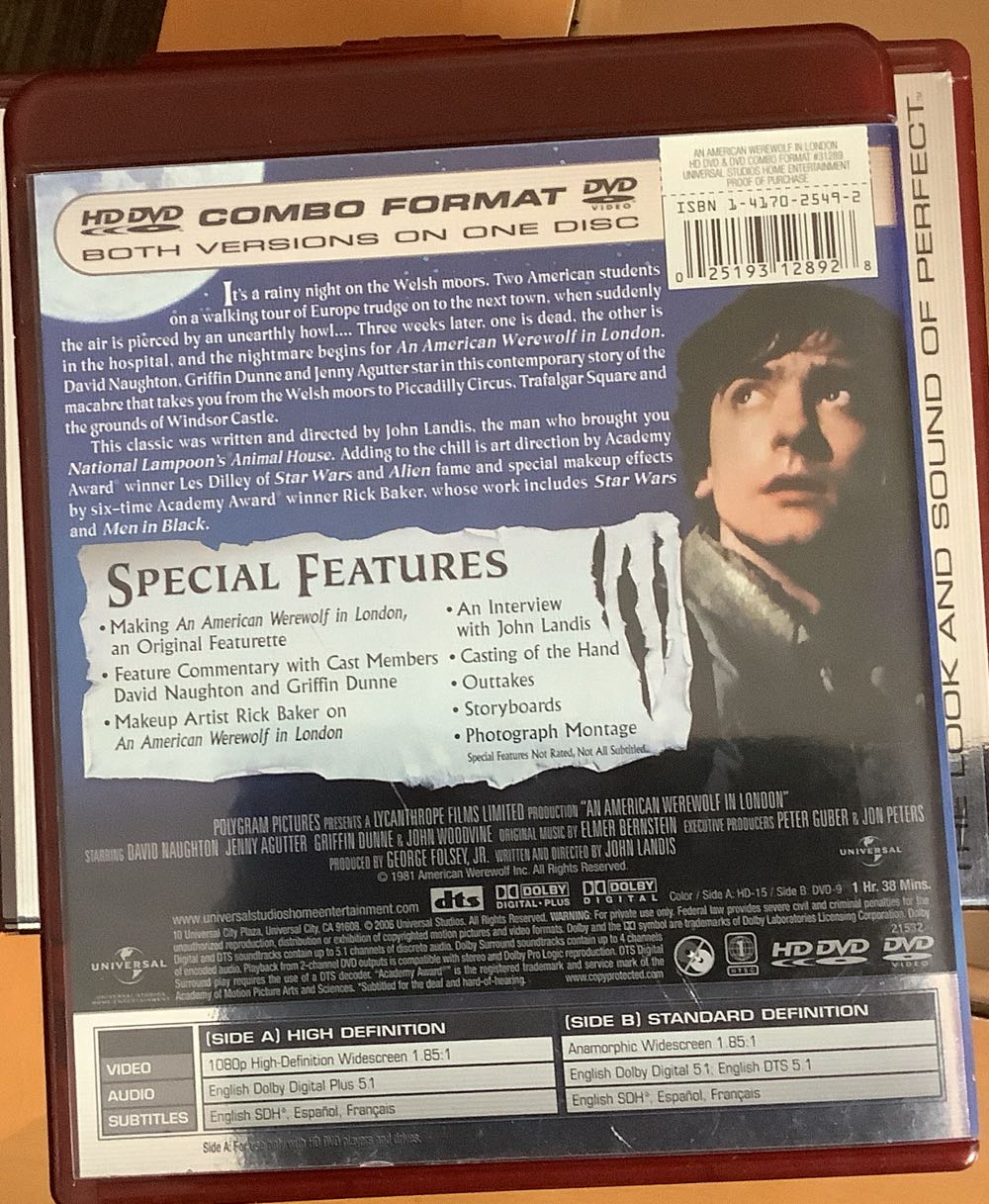 An American Werewolf in London HD DVD movie collectible [Barcode 025193128928] - Main Image 3