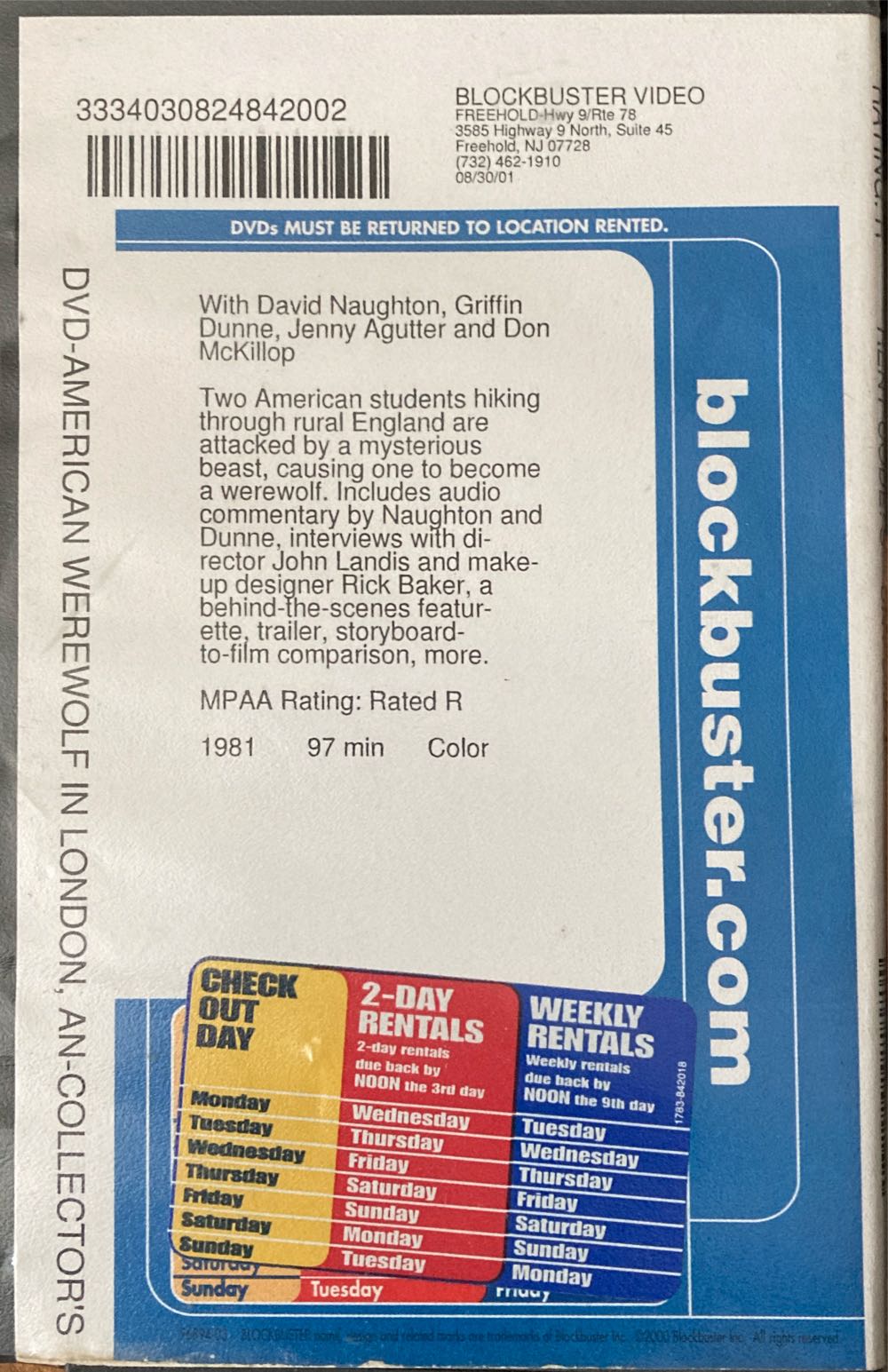 An American Werewolf in London DVD movie collectible [Barcode 076476021139] - Main Image 2