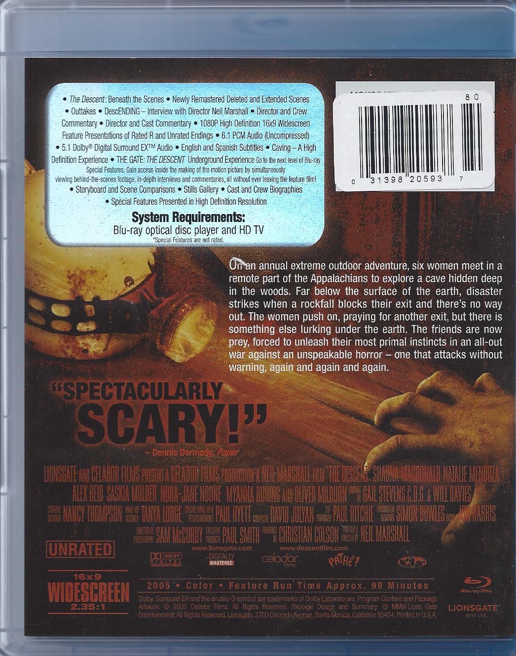 The Descent Blu-ray movie collectible [Barcode 031398205937] - Main Image 3