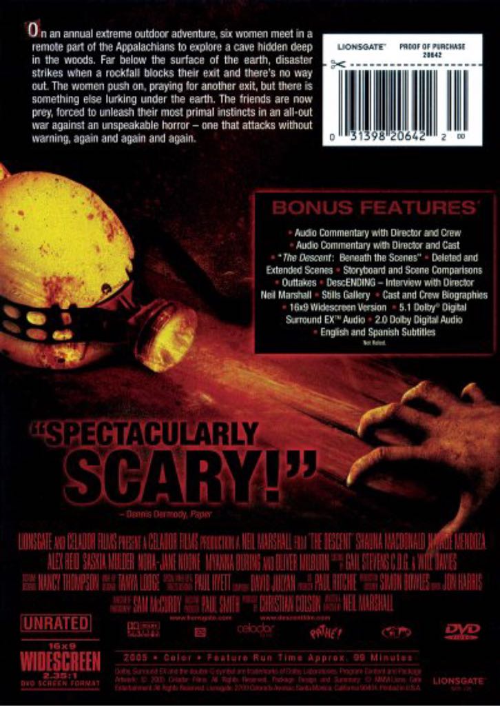 The Descent DVD movie collectible [Barcode 031398206453] - Main Image 2