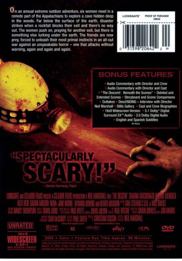 The Descent DVD movie collectible [Barcode 057373172452] - Main Image 2