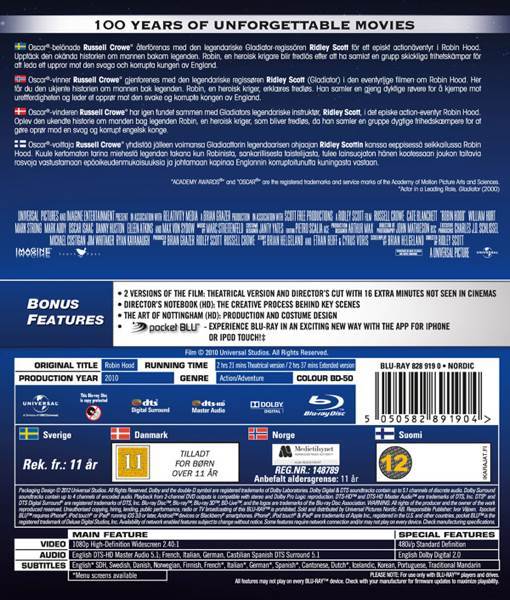 Robin Hood Blu-ray movie collectible [Barcode 5050582891904] - Main Image 2