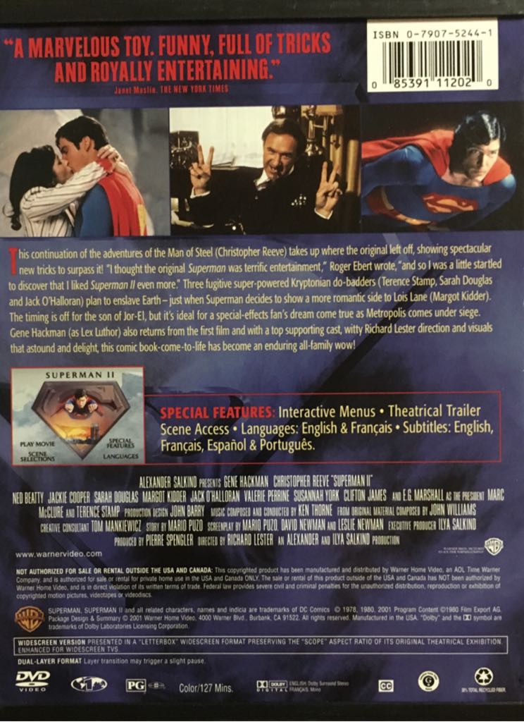 Superman II DVD movie collectible [Barcode 085391112020] - Main Image 2