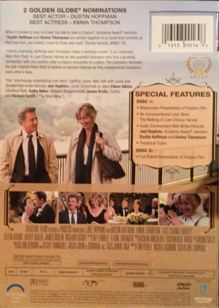 Last Chance Harvey DVD movie collectible [Barcode 013138001696] - Main Image 2