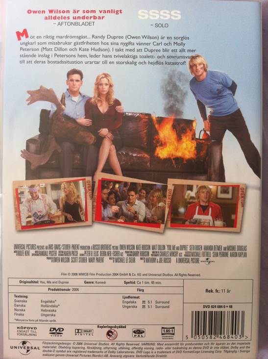 You, Me and Dupree DVD movie collectible [Barcode 5050582470123] - Main Image 2