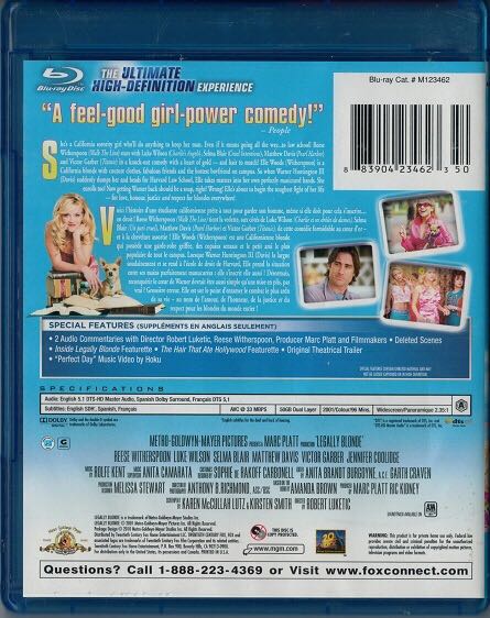 Legally Blonde Blu-ray movie collectible [Barcode 883904234623] - Main Image 2