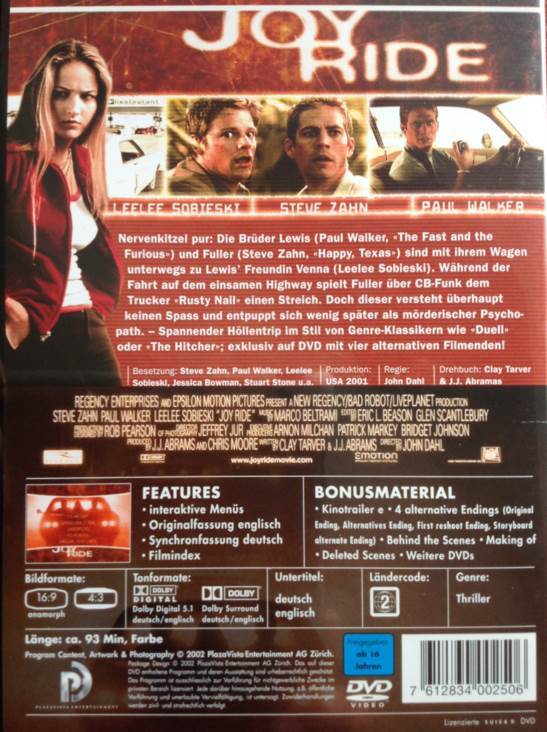Joy Ride DVD movie collectible [Barcode 7612834002506] - Main Image 2