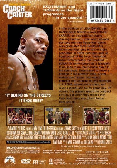 (002) Coach Carter DVD-R movie collectible [Barcode 032429004611] - Main Image 2