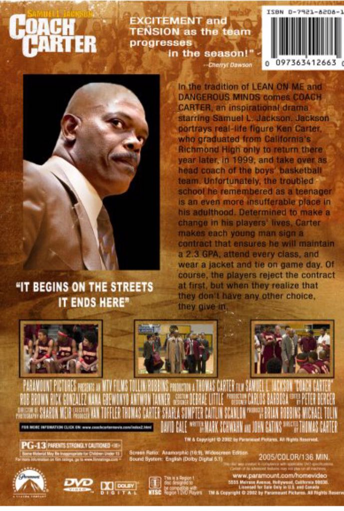 Coach Carter DVD movie collectible [Barcode 032429004628] - Main Image 2