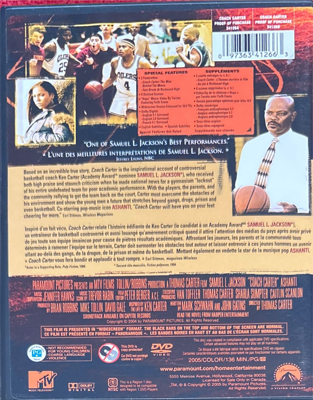 Coach Carter DVD movie collectible [Barcode 097363412663] - Main Image 2
