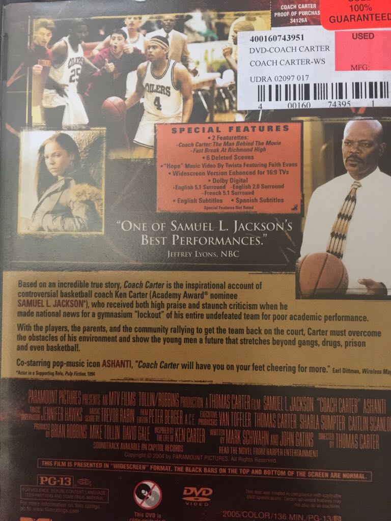 Coach Carter DVD movie collectible [Barcode 400160743951] - Main Image 2