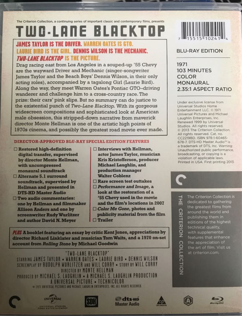 Two-Lane Blacktop Blu-ray movie collectible - Main Image 2