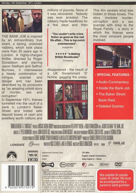 The Bank Job DVD movie collectible [Barcode 9324915075474] - Main Image 2