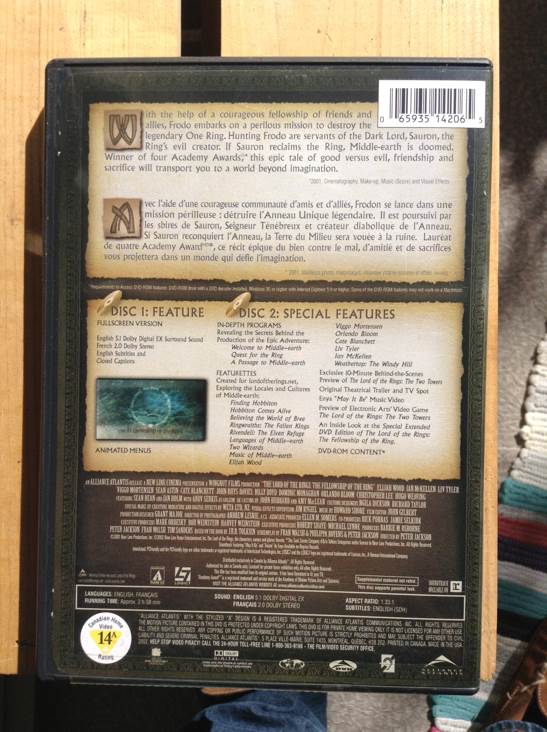 The Lord of the Rings 1: The Fellowship of the Ring Blu-ray movie collectible [Barcode 065935142065] - Main Image 2