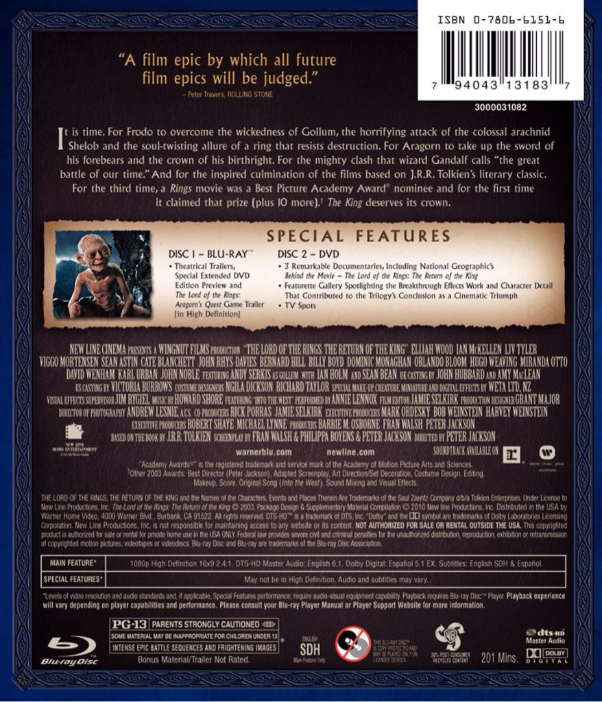 The Lord of the Rings: The Return of the King Blu-ray movie collectible - Main Image 2