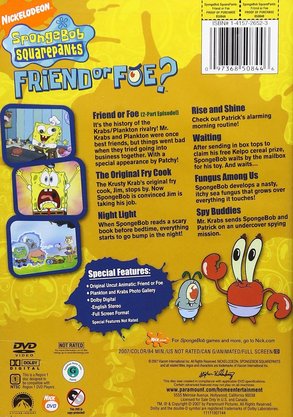 Spongebob Squarepants: Friend Or Foe DVD movie collectible [Barcode 5014437953438] - Main Image 2