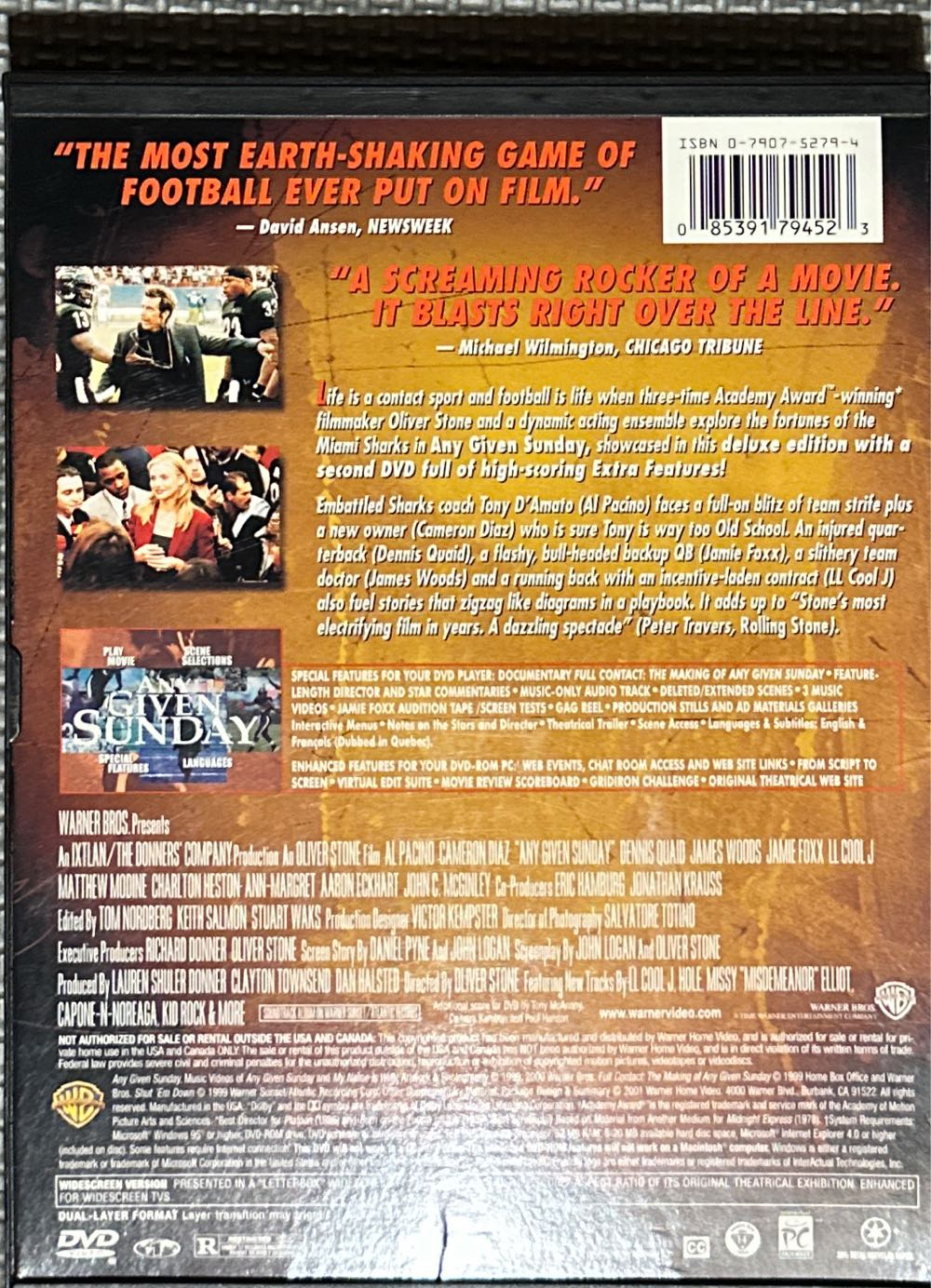 Any Given Sunday (DVD) DVD movie collectible [Barcode 085391794523] - Main Image 3