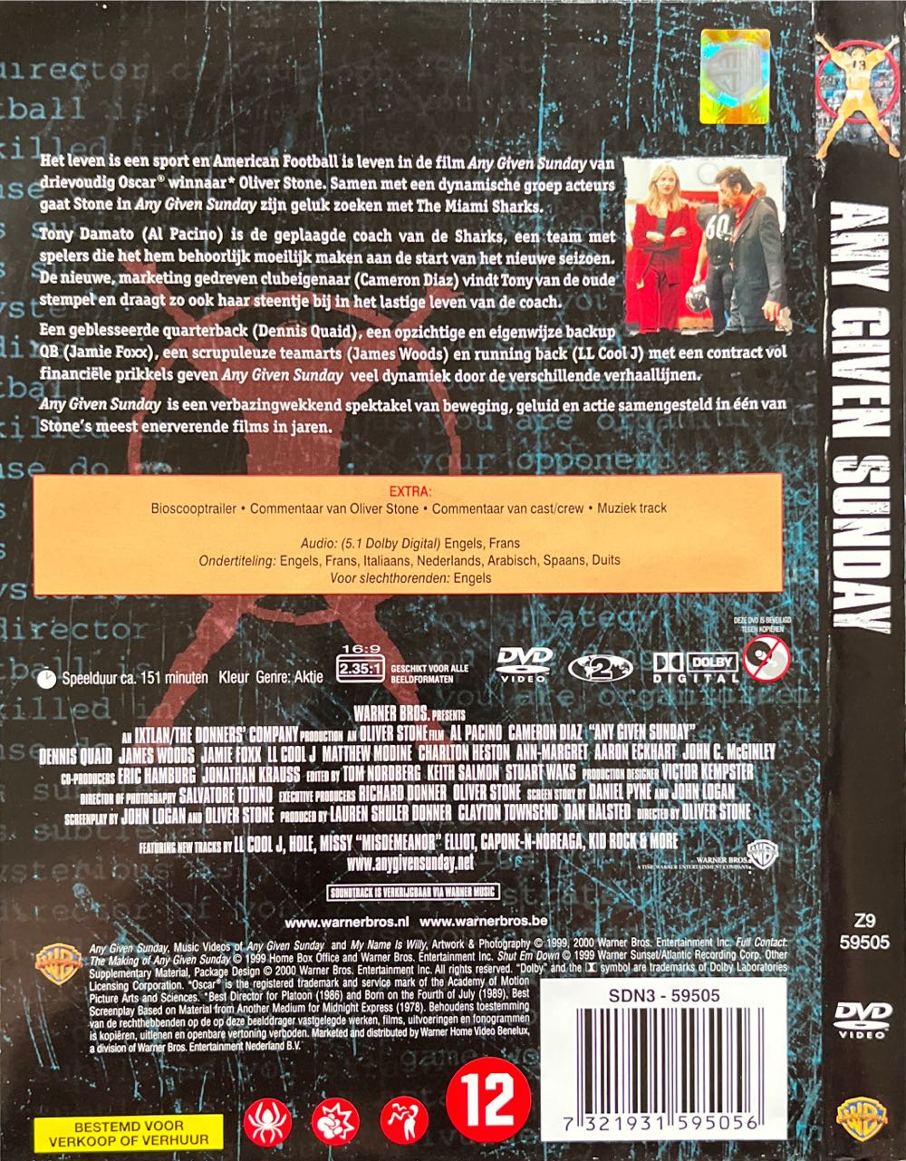 Any Given Sunday DVD movie collectible [Barcode 7321931595056] - Main Image 2
