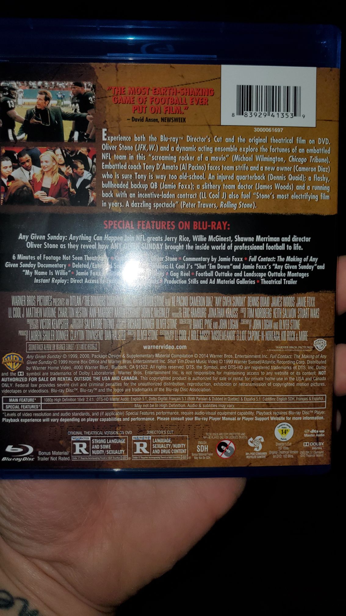 Any Given Sunday Blu-ray movie collectible [Barcode 883929413539] - Main Image 2