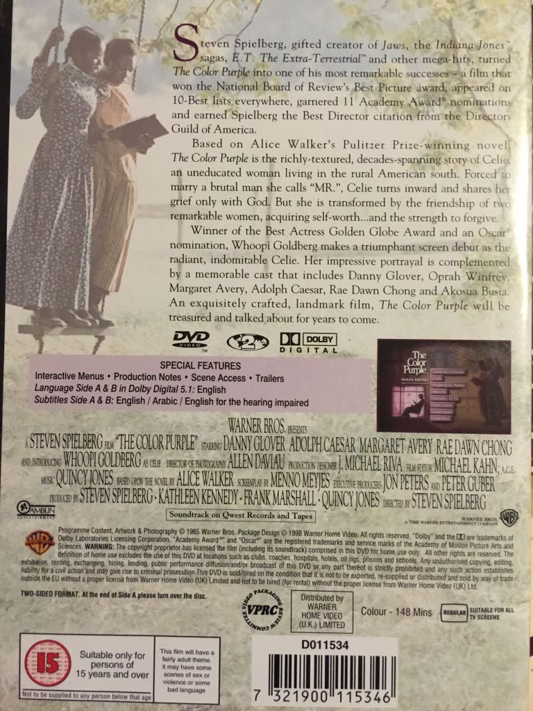 The Color Purple DVD movie collectible [Barcode 7321900115346] - Main Image 2