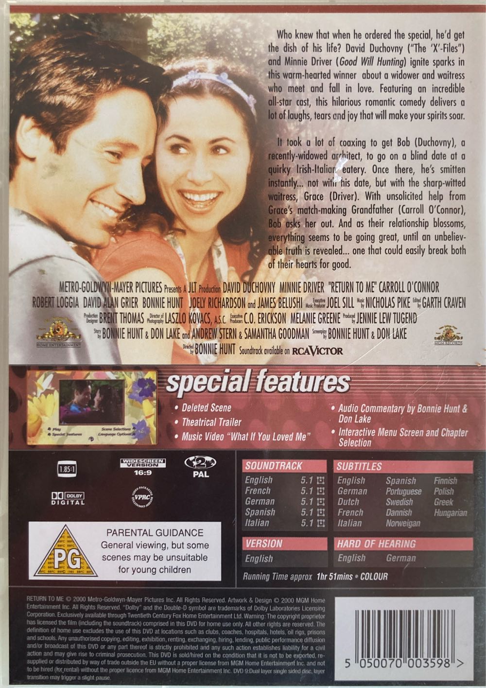 Return To Me DVD movie collectible [Barcode 5050070003598] - Main Image 2