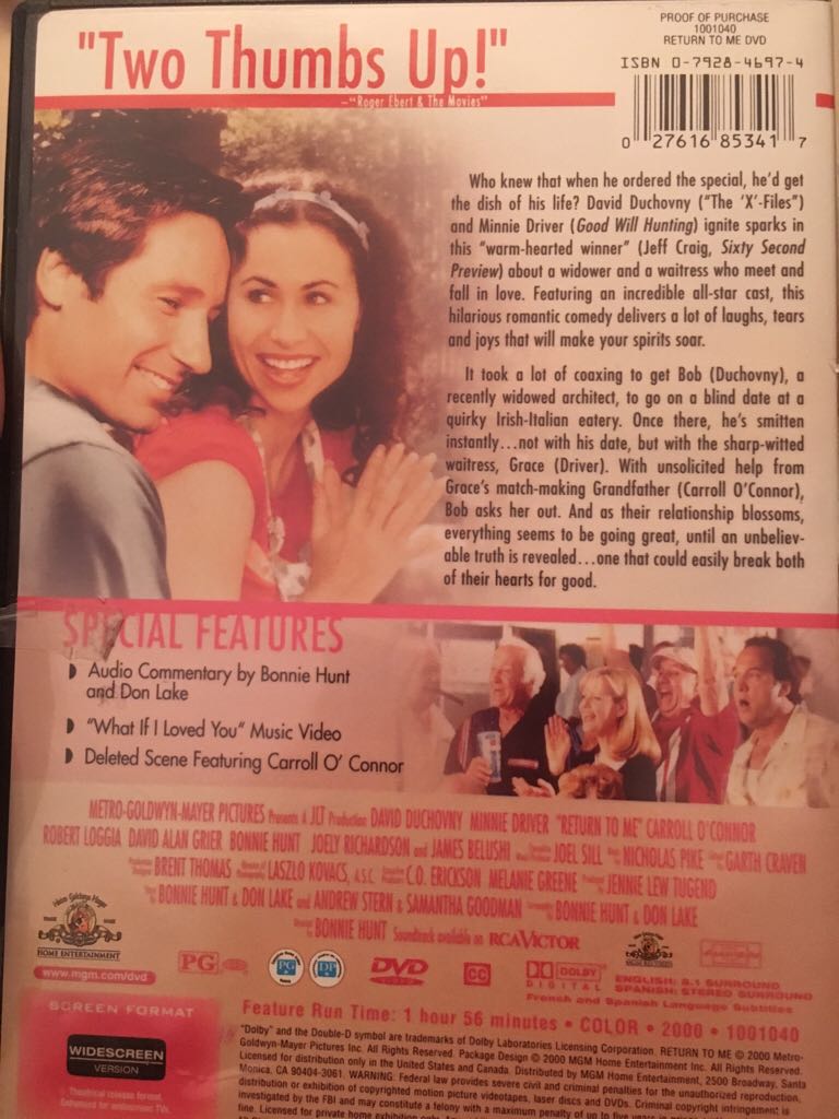 Return to Me DVD movie collectible - Main Image 2