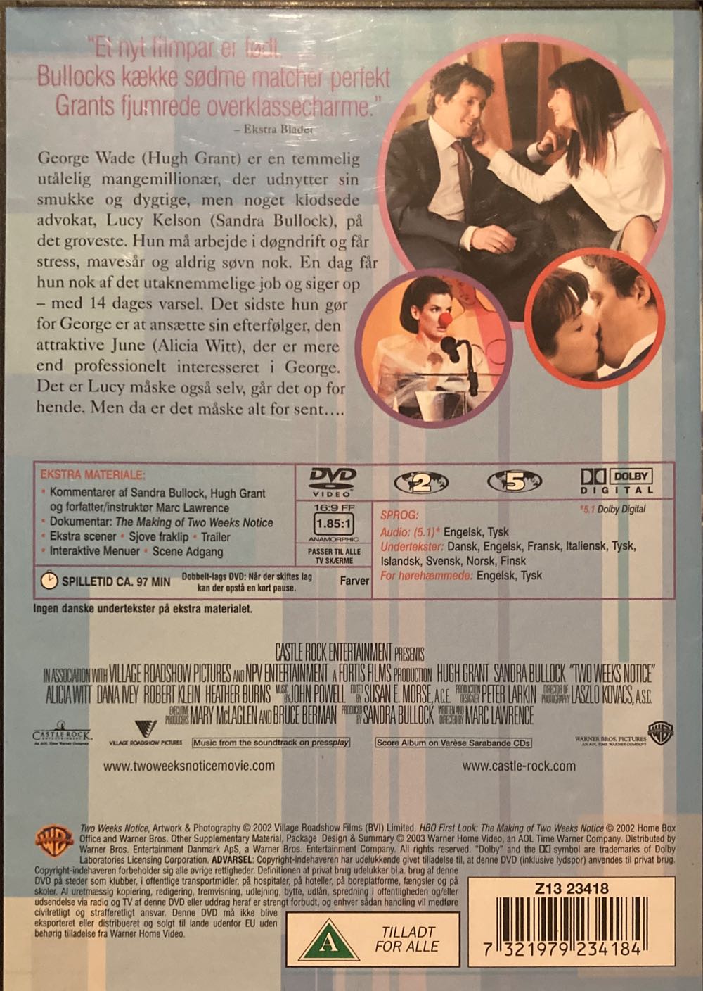 Two Weeks Notice DVD movie collectible [Barcode 7321979234184] - Main Image 2