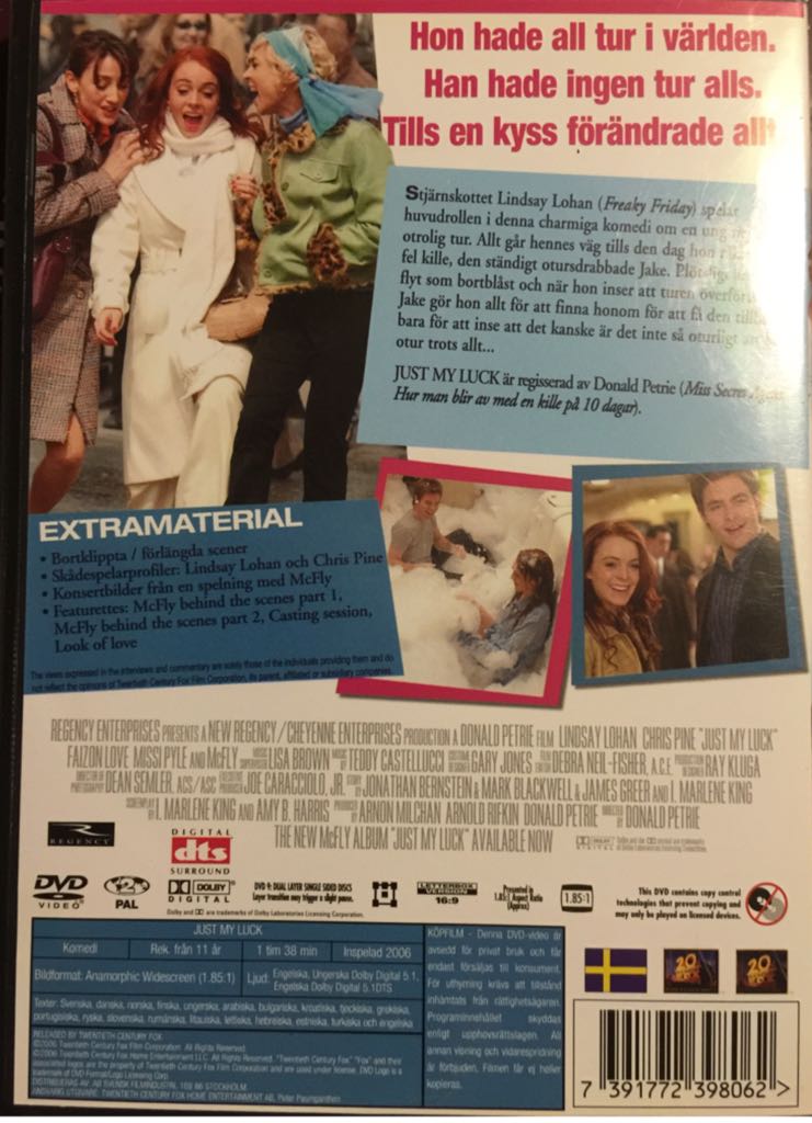 Just My Luck DVD movie collectible [Barcode 7391772398062] - Main Image 2
