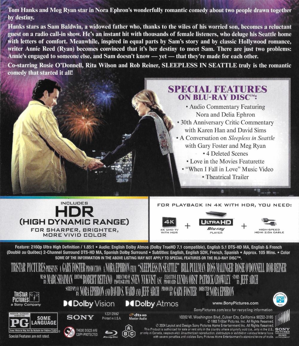 Sleepless in Seattle Blu-ray movie collectible [Barcode 4445566988] - Main Image 2
