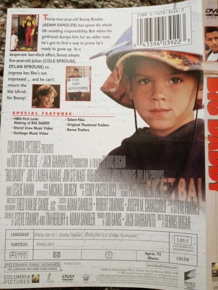 Big Daddy DVD movie collectible [Barcode 011575039227] - Main Image 4