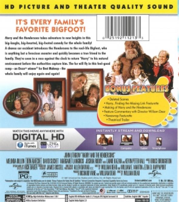 Harry and the Hendersons Fandango at Home movie collectible [Barcode 025192141980] - Main Image 2