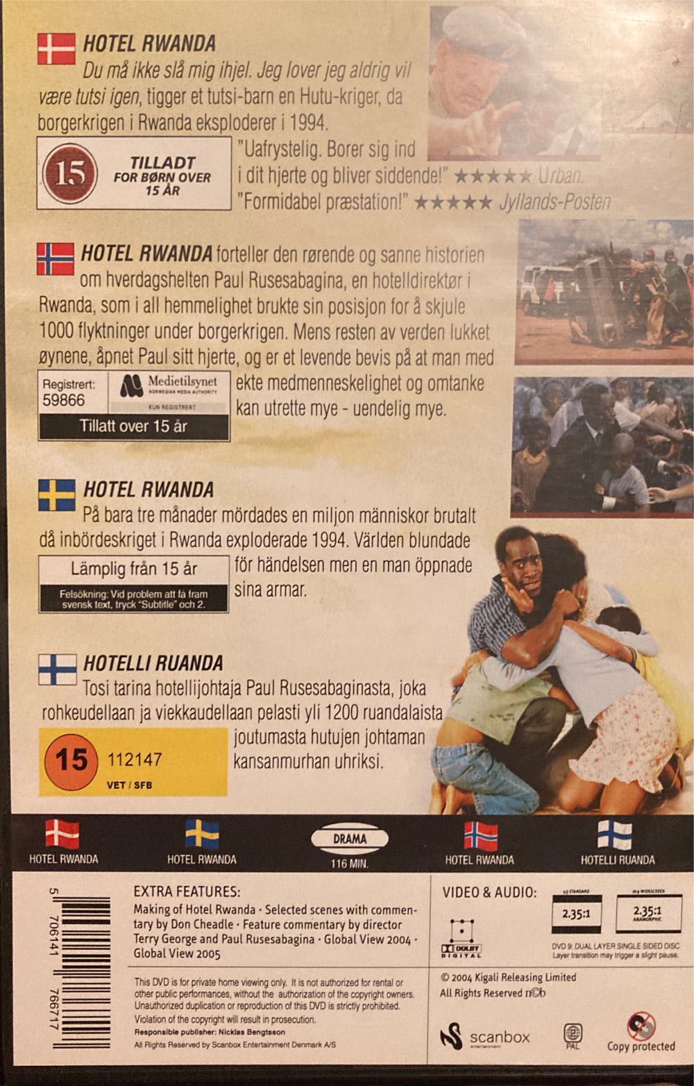 Hotel Rwanda DVD movie collectible [Barcode 5706141766717] - Main Image 2