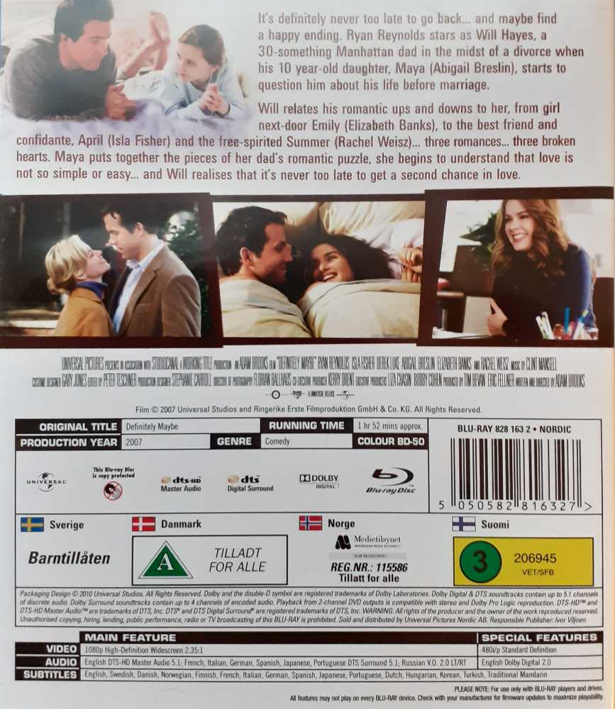 Definitely, Maybe DVD movie collectible [Barcode 5050582816327] - Main Image 2